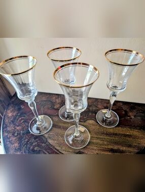 Mikasa Jamestown Gold Set Of 4 Wine Glasses Stemmed Glasses